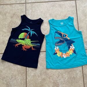 Kids Graphic Tank Tops - Navy and Teal